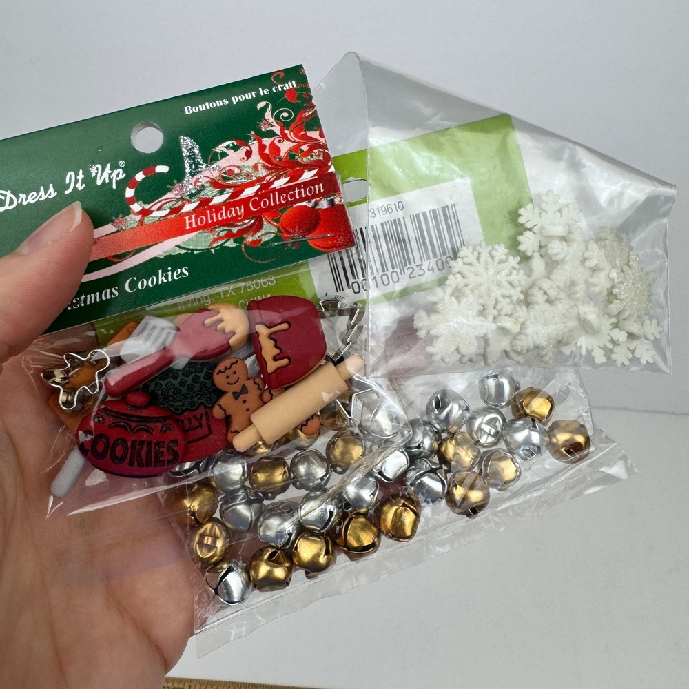 Christmas Holiday Winter Beads Buttons Bells Glitter Snowflakes Cookies Cutter